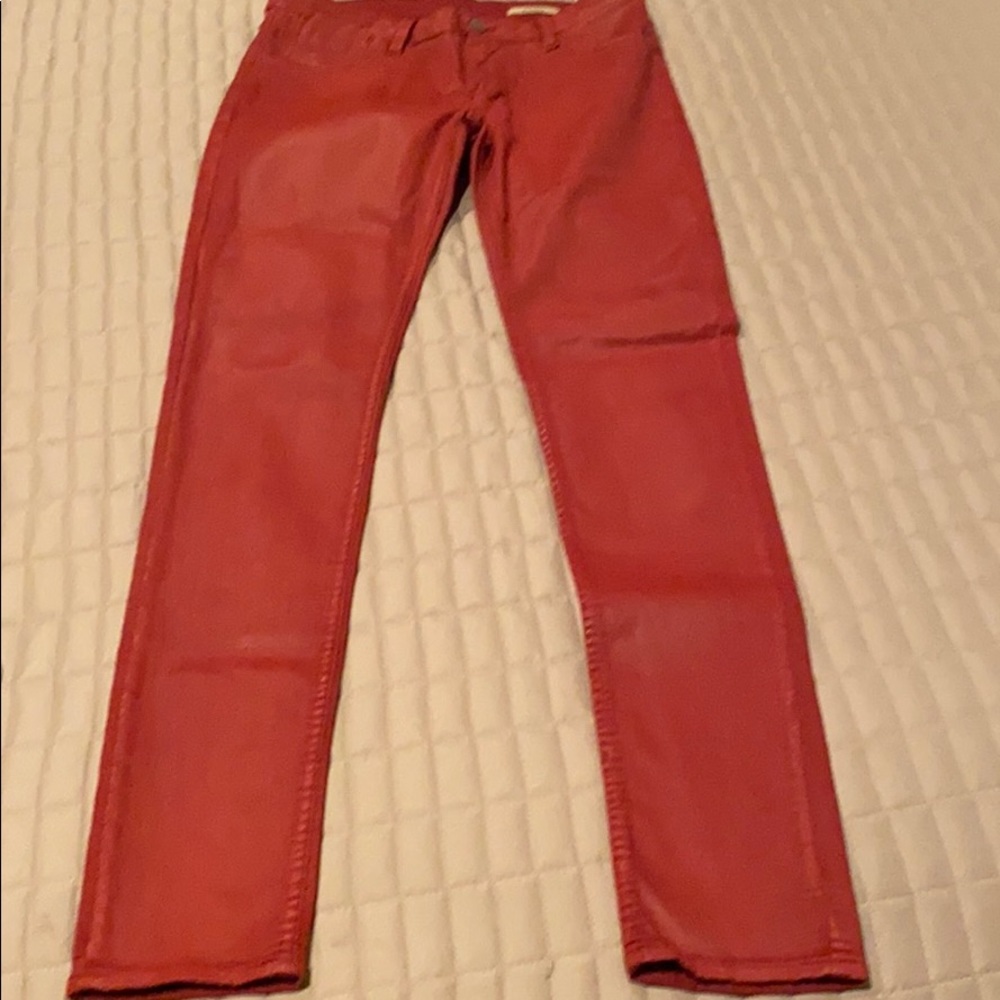 Reiki red pleather jeans size 27